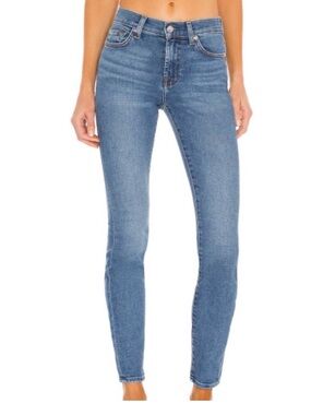 7 For All Mankind Skinny High-Rise Blue Jeans